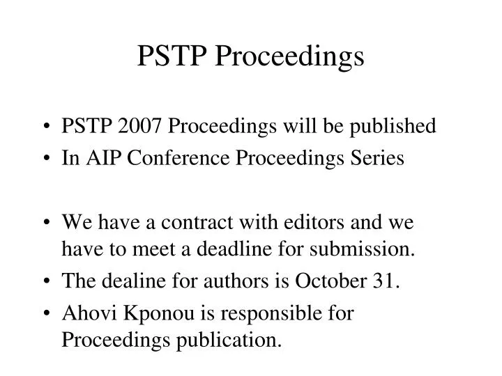 pstp proceedings