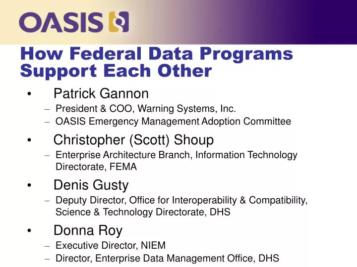 how federal data programs support each other