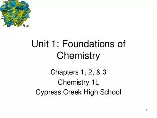 Unit 1: Foundations of Chemistry