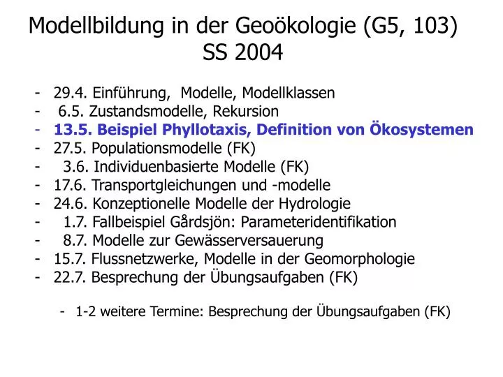 modellbildung in der geo kologie g5 103 ss 2004