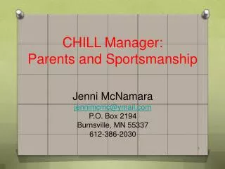 CHILL Manager: Parents and Sportsmanship
