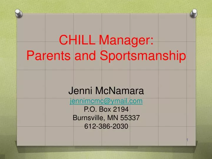 chill manager parents and sportsmanship