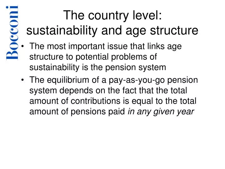 the country level sustainability and age structure