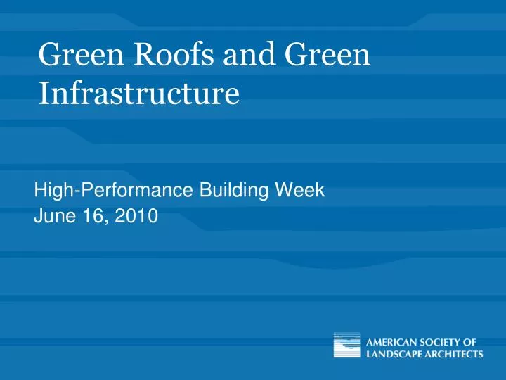 green roofs and green infrastructure
