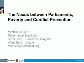 The Nexus between Parliaments, Poverty and Conflict Prevention