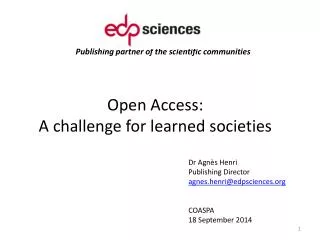 Open Access: A challenge for learned societies