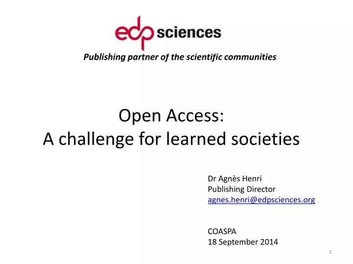 open access a challenge for learned societies