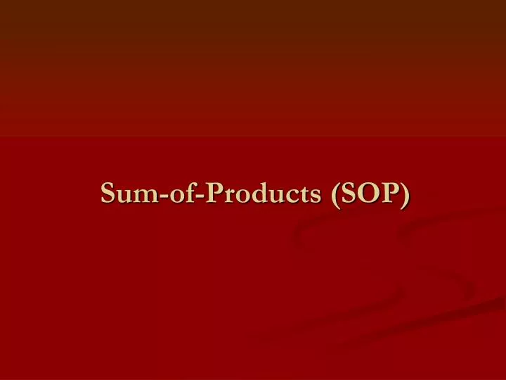 sum of products sop