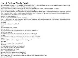 Unit 2 Culture Study Guide