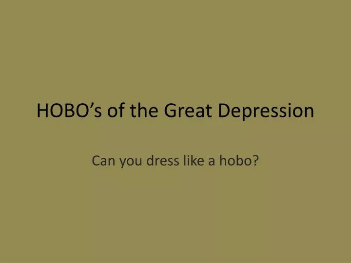hobo s of the great depression