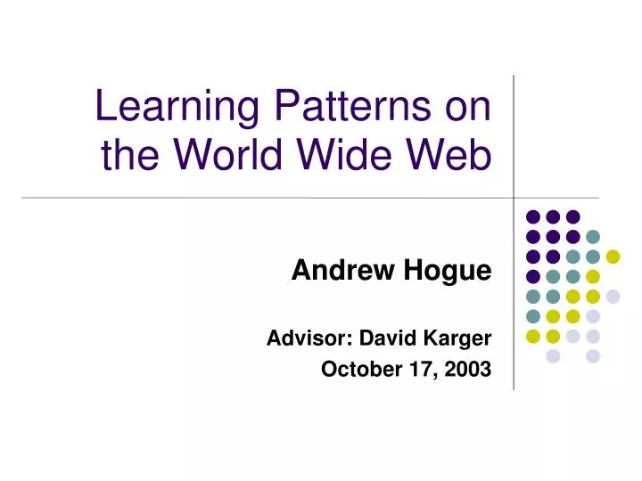 learning patterns on the world wide web