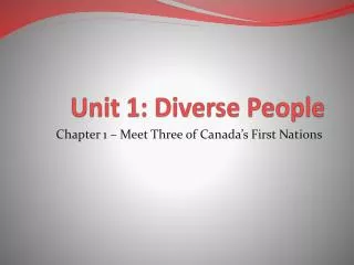 Unit 1: Diverse People