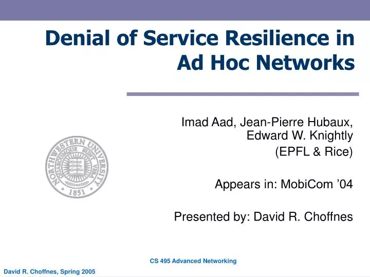 denial of service resilience in ad hoc networks