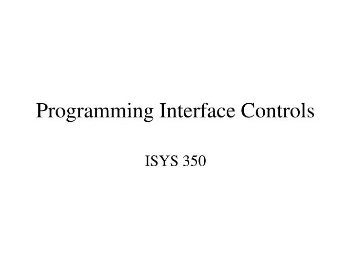 programming interface controls