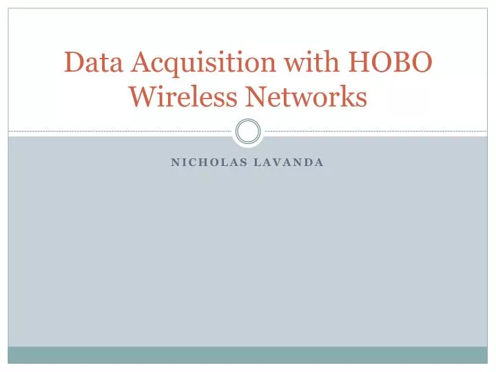 data acquisition with hobo wireless networks