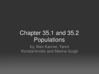 Chapter 35.1 and 35.2 Populations