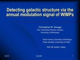 Detecting galactic structure via the annual modulation signal of WIMPs