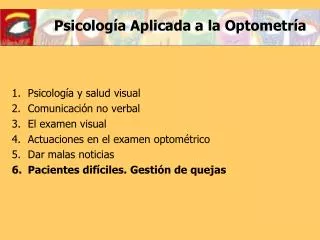 psicolog a aplicada a la optometr a