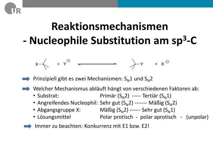 reaktionsmechanismen nucleophile substitution am sp 3 c