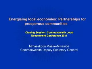 Energising local economies: Partnerships for prosperous communities