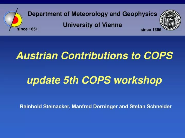austrian contributions to cops update 5th cops workshop