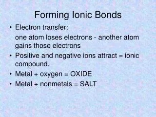 Forming Ionic Bonds