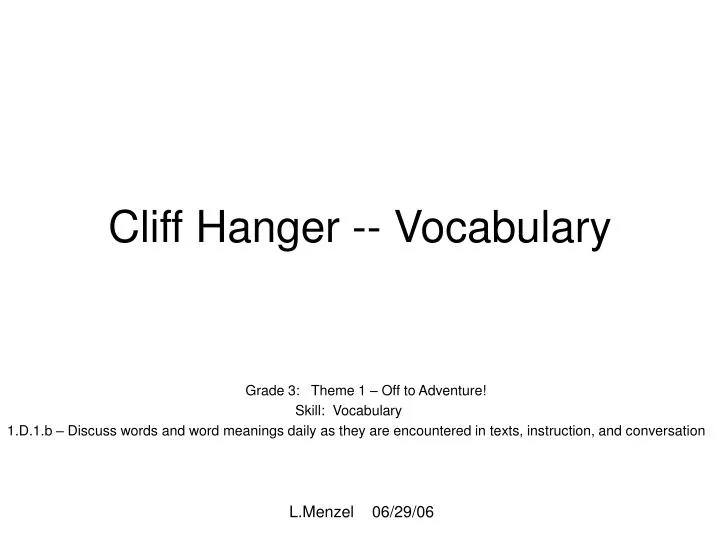 cliff hanger vocabulary