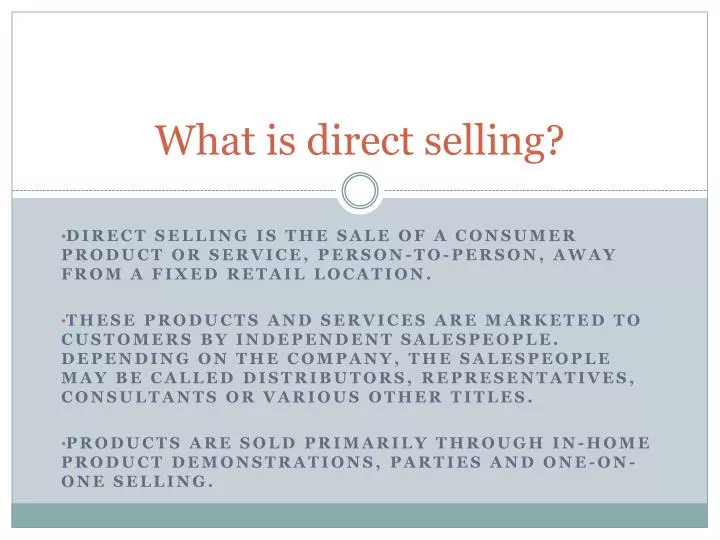 what is direct selling