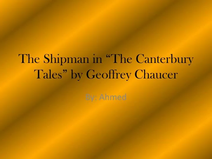 the shipman in the canterbury tales by geoffrey chaucer