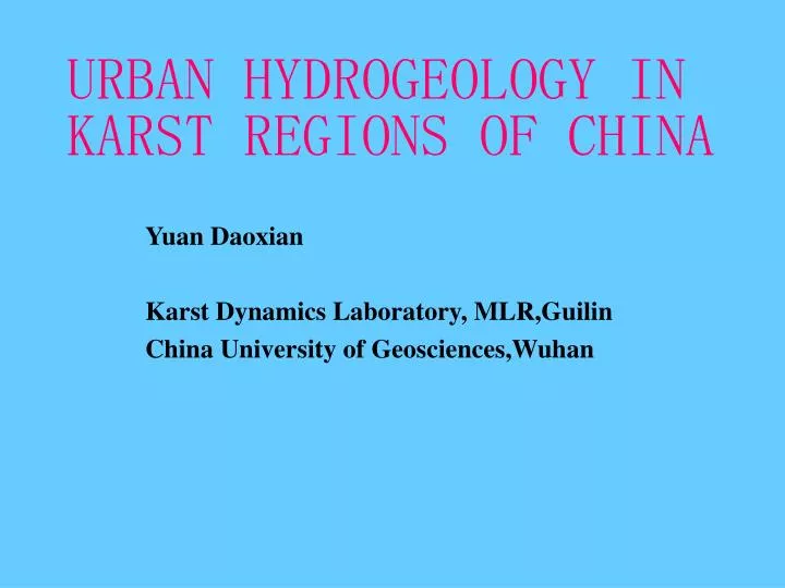 urban hydrogeology in karst regions of china