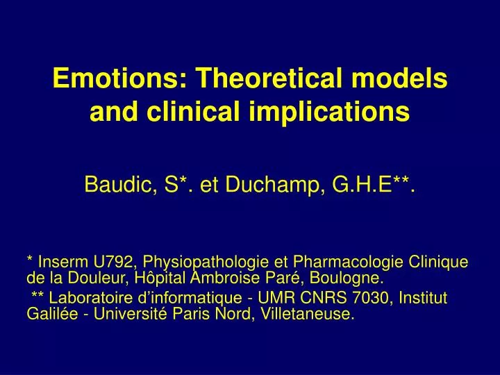 emotions theoretical models and clinical implications