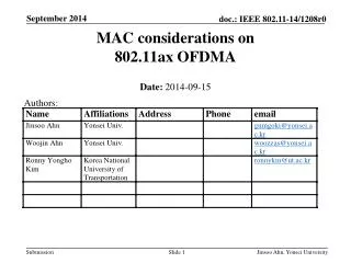 MAC considerations on 802.11ax OFDMA