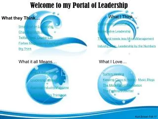 Welcome to my Portal of Leadership