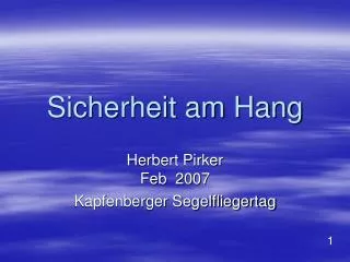 sicherheit am hang