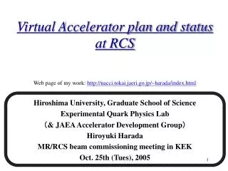 Virtual Accelerator plan and status at RCS