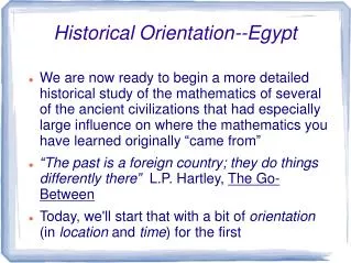 Historical Orientation--Egypt