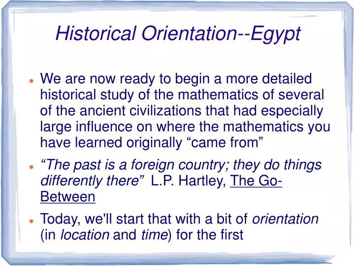 historical orientation egypt