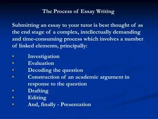 The Process of Essay Writing