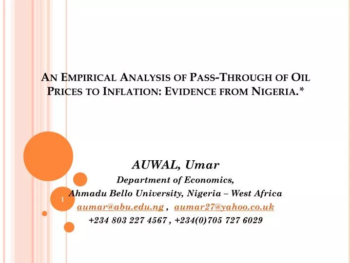 an empirical analysis of pass through of oil prices to inflation evidence from nigeria