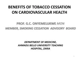 BENEFITS OF TOBACCO CESSATION ON CARDIOVASCULAR HEALTH