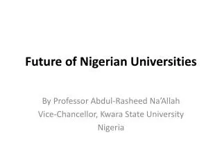 Future of Nigerian Universities