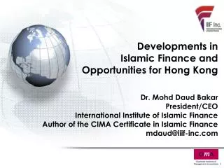 Developments in Islamic Finance and Opportunities for Hong Kong