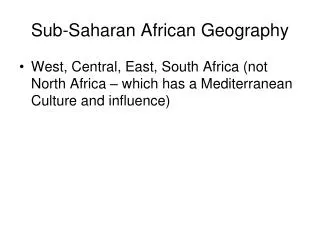 Sub-Saharan African Geography