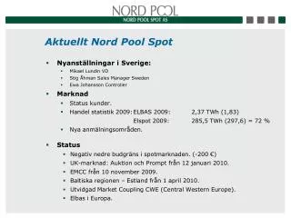 Aktuellt Nord Pool Spot