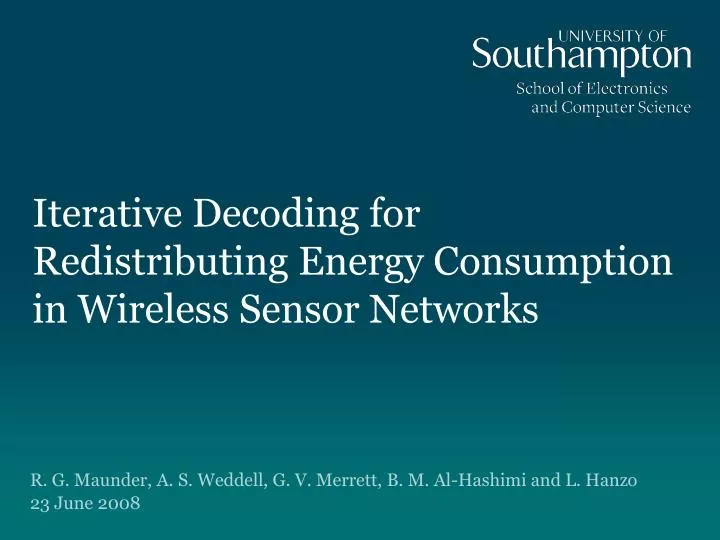 iterative decoding for redistributing energy consumption in wireless sensor networks