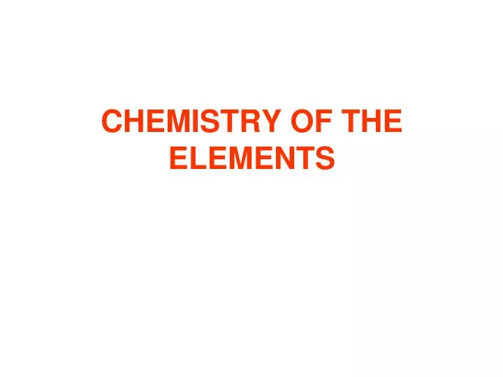 chemistry of the elements