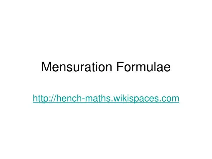 mensuration formulae