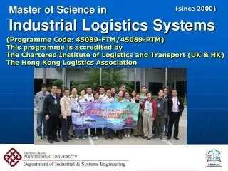 Master of Science in Industrial Logistics Systems