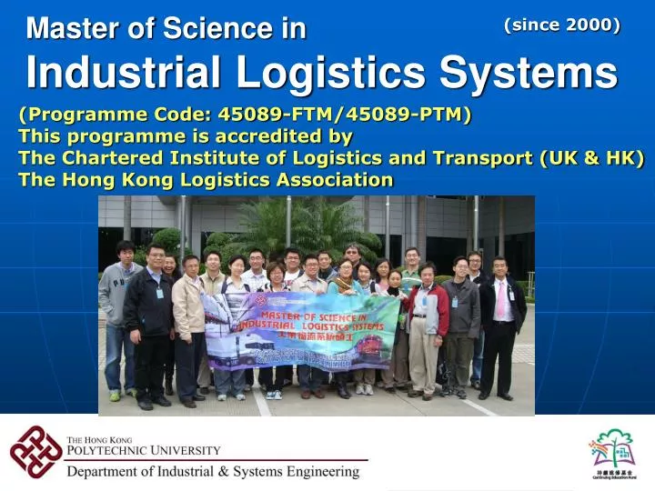 master of science in industrial logistics systems
