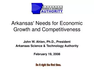 Arkansas' Needs for Economic Growth and Competitiveness